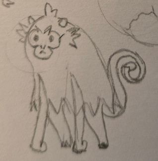 A teenage grass monkey with larger horns and longer legs