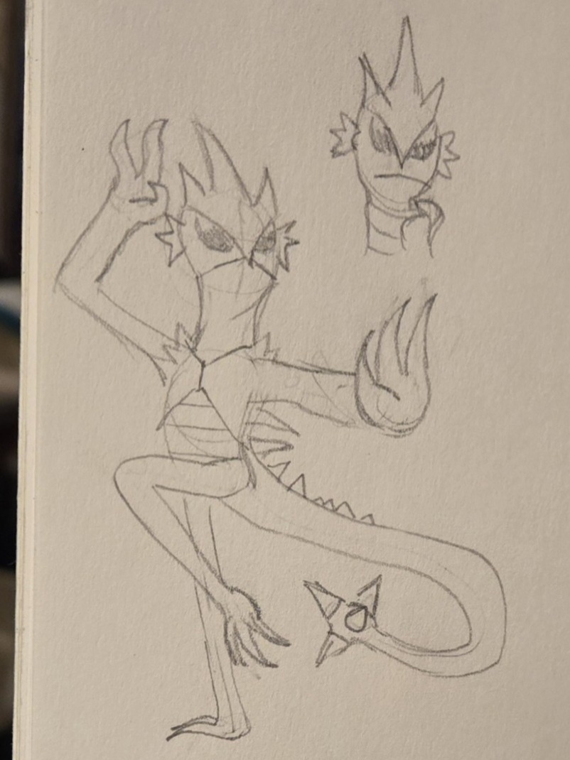 A sleek reptilian biped covered in spikes.